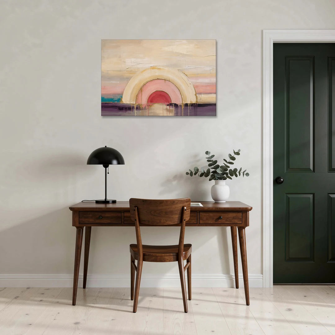 Modern Neutral Nested Blush Arches - Canvas Wall Art - Office - 36x24