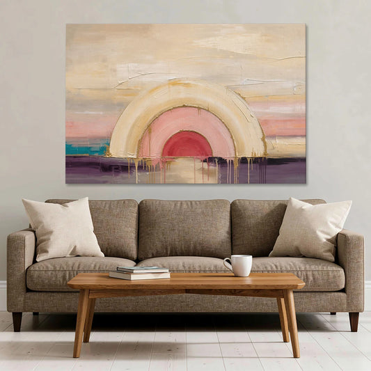 Modern Neutral Nested Blush Arches - Canvas Wall Art - Sofa - 60x40