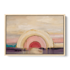 Modern Neutral Nested Blush Arches - Oak Framed Canvas Wall Art - Front