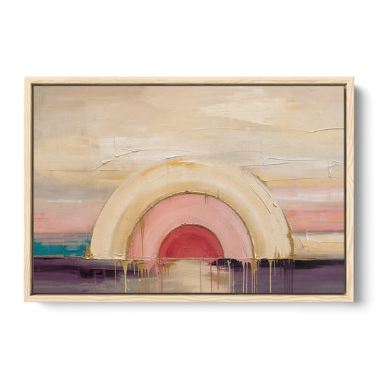 Modern Neutral Nested Blush Arches - Oak Framed Canvas Wall Art - Front