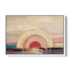 Modern Neutral Nested Blush Arches - White Framed Canvas Wall Art - Front
