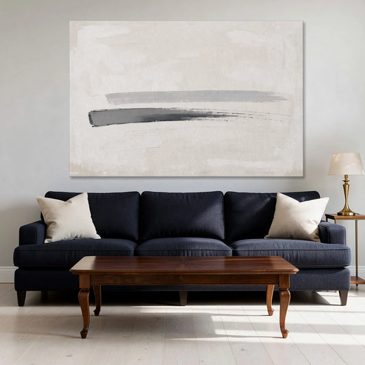 Modern Office Wall Decor with One Graphite Stroke - Canvas Wall Art - Sofa - 60x40