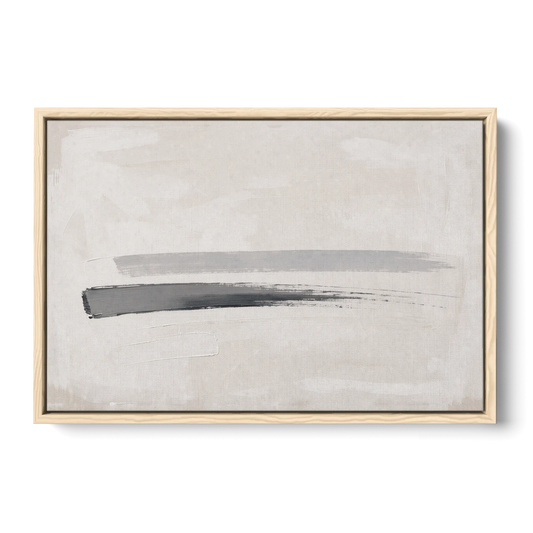 Modern Office Wall Decor with One Graphite Stroke - Oak Framed Canvas Wall Art - Front
