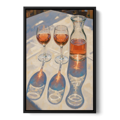 Modern Rosé Shadows in Midday Sun for the Dining Room - Black Framed Canvas Wall Art - Front