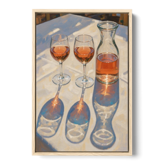 Modern Rosé Shadows in Midday Sun for the Dining Room - Oak Framed Canvas Wall Art - Front