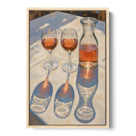 Modern Rosé Shadows in Midday Sun for the Dining Room - Oak Framed Canvas Wall Art - Front