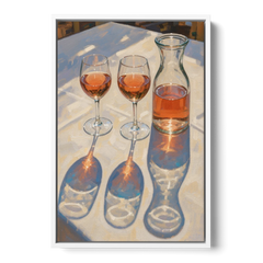 Modern Rosé Shadows in Midday Sun for the Dining Room - White Framed Canvas Wall Art - Front