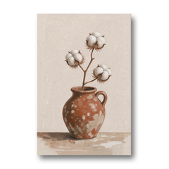Modern Rustic Wall Art with Cotton in a Jug - Canvas Wall Art - Front