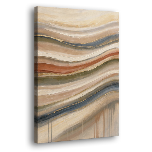 Modern Sandstone Strata with Gold Seams for the Bathroom - Canvas Wall Art - Side