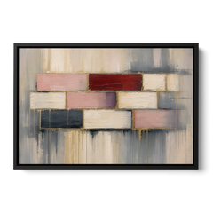 Modern Textured Wall Art of Blush and Crimson Stones - Black Framed Canvas Wall Art - Front
