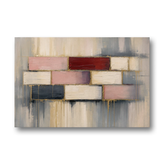 Modern Textured Wall Art of Blush and Crimson Stones - Canvas Wall Art - Front