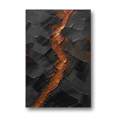 Molten Copper Fissure in Black and Copper - Canvas Wall Art - Front