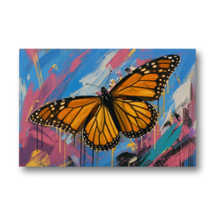 Monarch Butterfly Wall Art with Dripping Wings - Canvas Wall Art - Front
