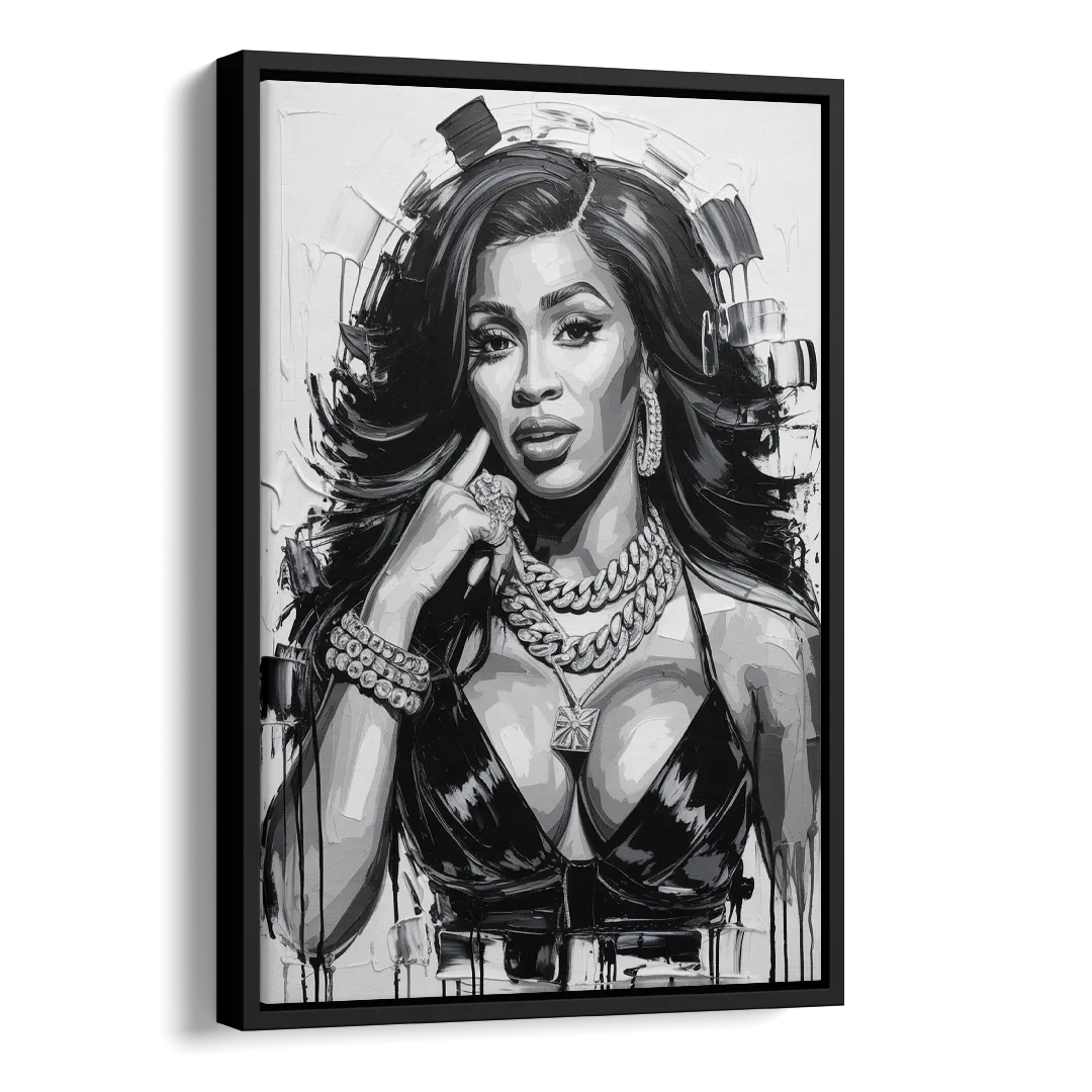 Money Move Side - Black Canvas Wall Art