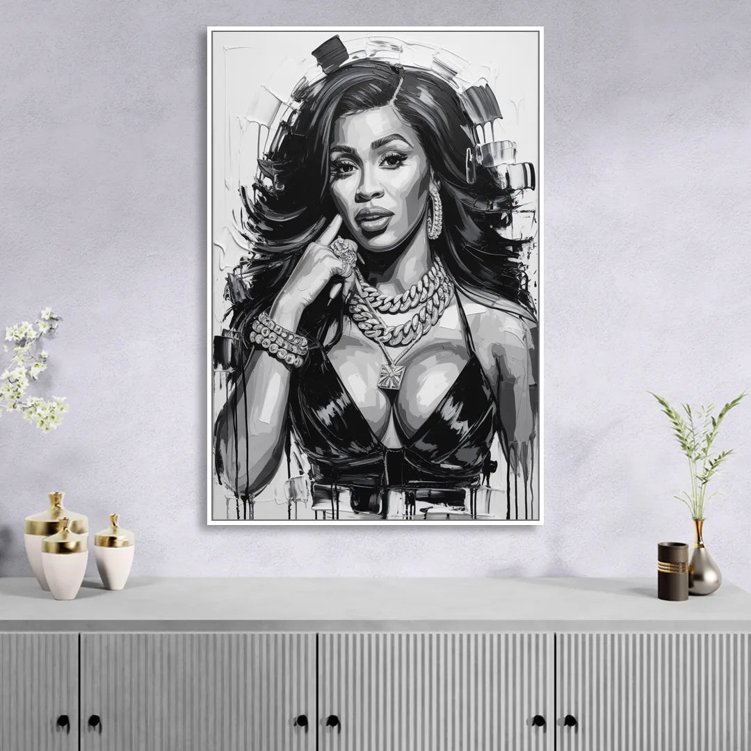 Money Move Sitting Room - White Canvas Wall Art