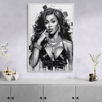 Money Move Sitting Room - White Canvas Wall Art