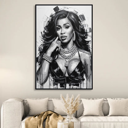 Money Move Sitting Room - Black Canvas Wall Art