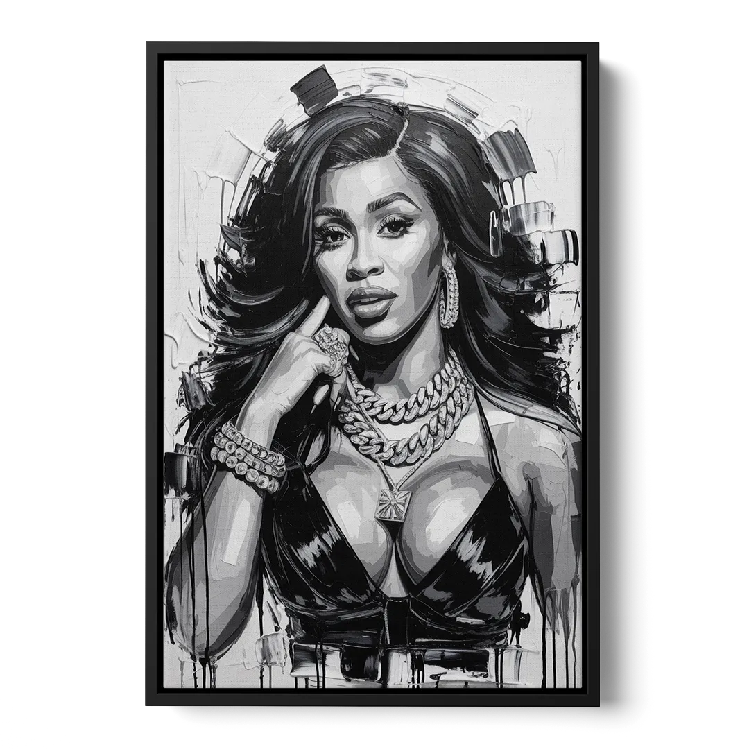 Money Move Front - Black Canvas Wall Art