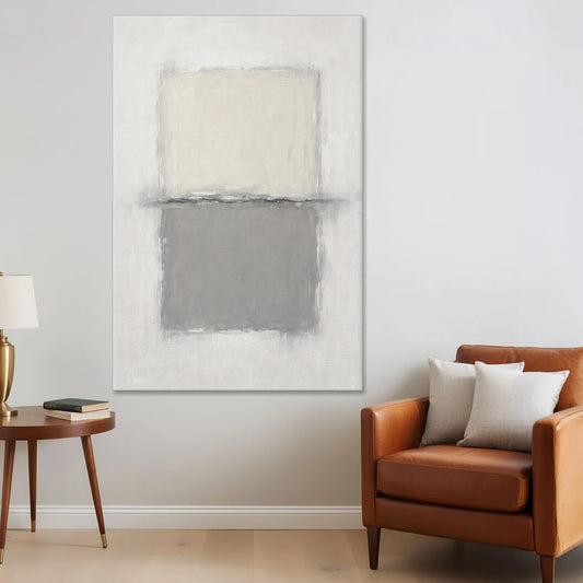 Monochrome Abstract Wall Art with a Charcoal Seam - Canvas Wall Art - Sofa - 40x60