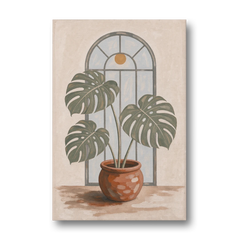 Monstera Wall Art Under the Arched Window - Canvas Wall Art - Front