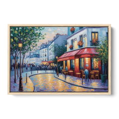 Montmartre Moments - Oak Framed Canvas Wall Art - Front
