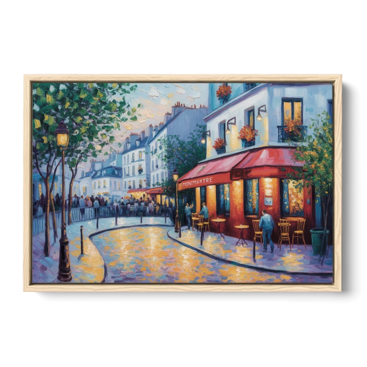 Montmartre Moments - Oak Framed Canvas Wall Art - Front