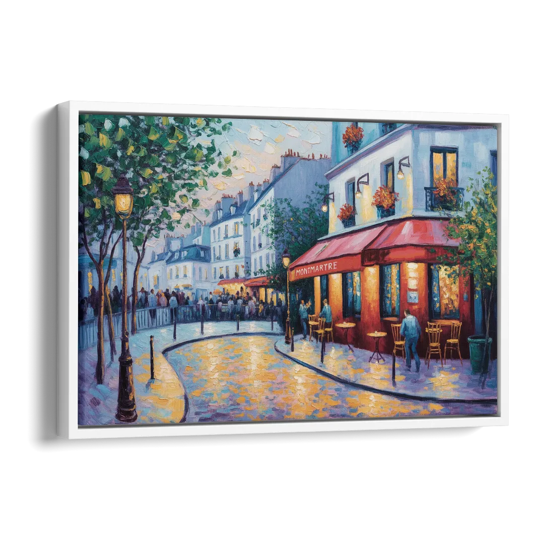 Montmartre Moments Side - White Canvas Wall Art