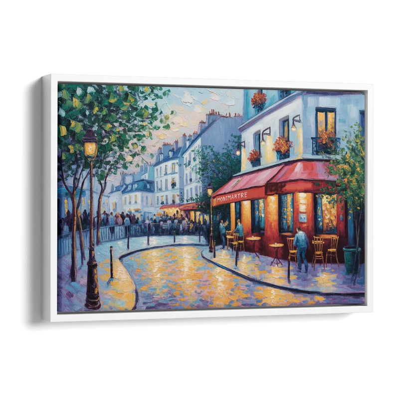 Montmartre Moments Side - White Canvas Wall Art