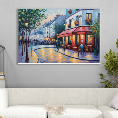 Montmartre Moments Sitting Room - White Canvas Wall Art