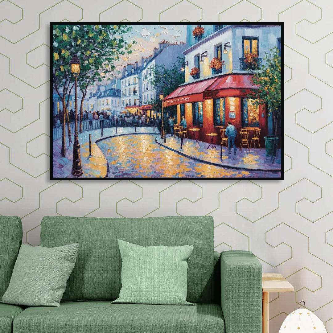 Montmartre Moments Living Room - Black Canvas Wall Art