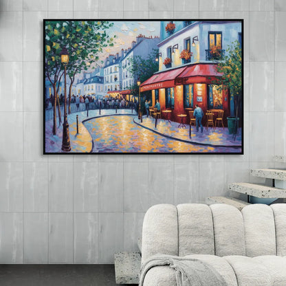 Montmartre Moments Sitting Room - Black Canvas Wall Art