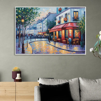 Montmartre Moments Living Room - White Canvas Wall Art