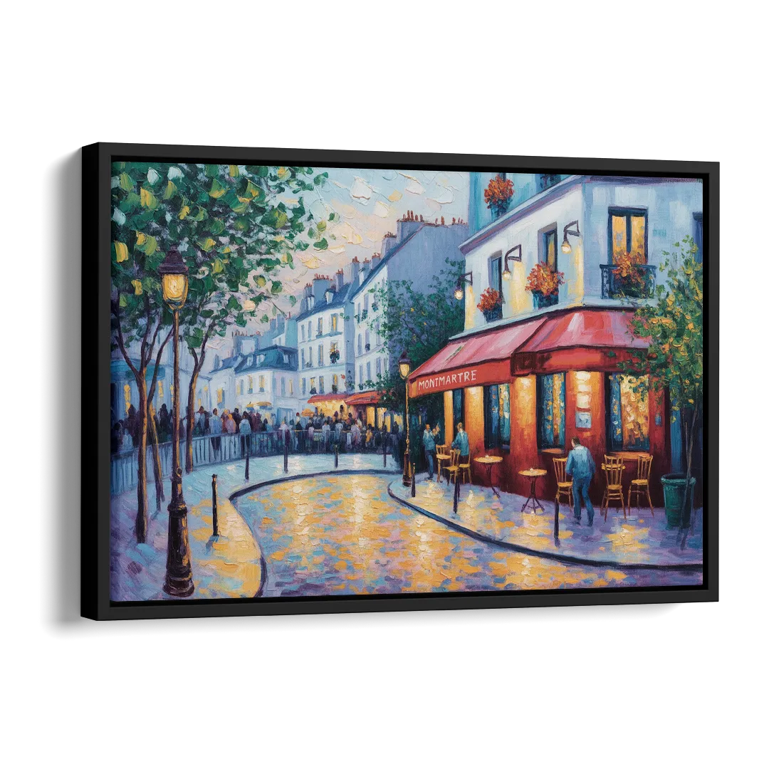 Montmartre Moments Side - Black Canvas Wall Art
