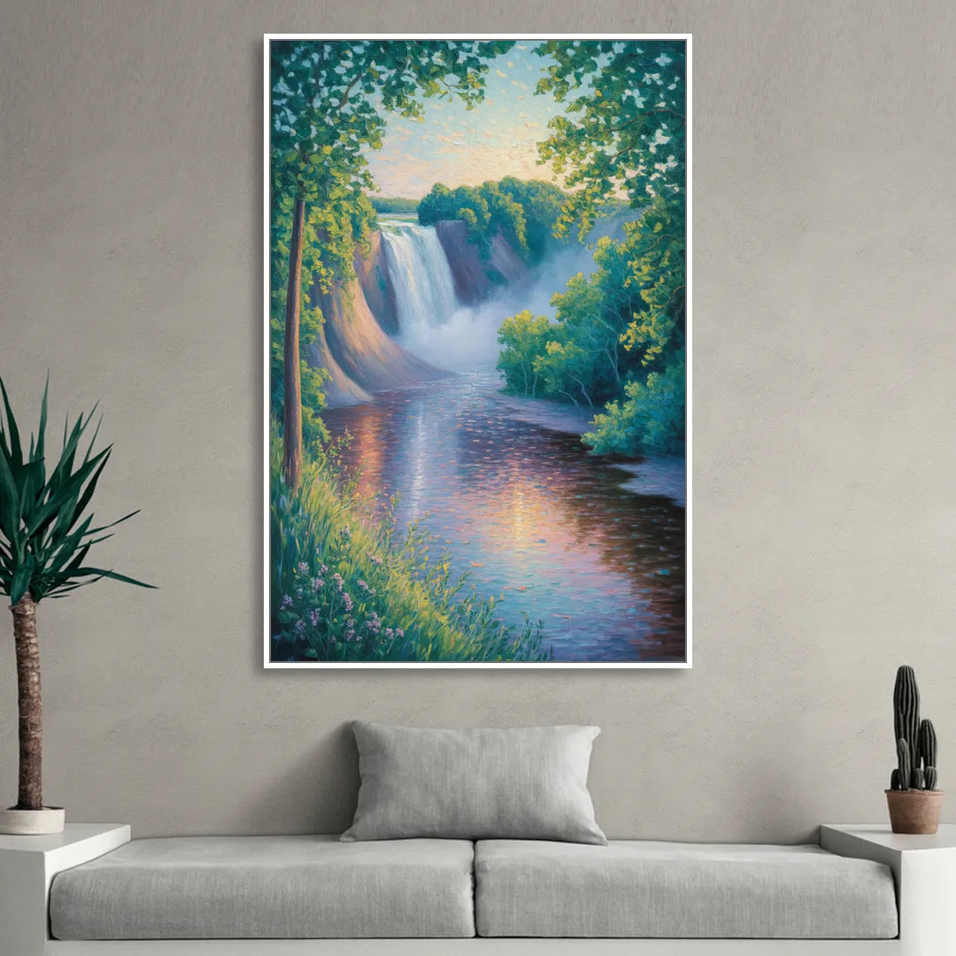 Montmorency Falls Panorama Sitting Room - White Canvas Wall Art