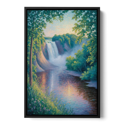 Montmorency Falls Panorama Front - Black Canvas Wall Art