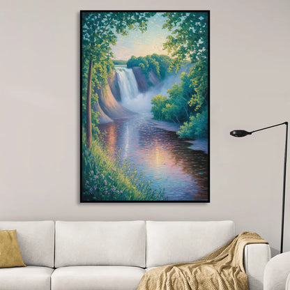 Montmorency Falls Panorama Sitting Room - Black Canvas Wall Art