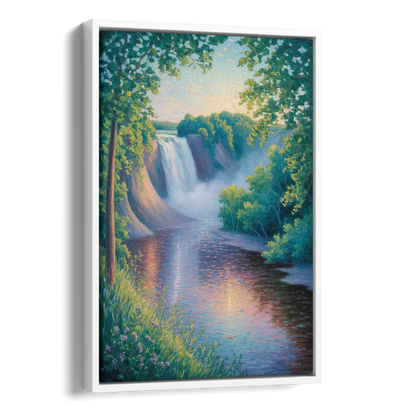 Montmorency Falls Panorama Side - White Canvas Wall Art