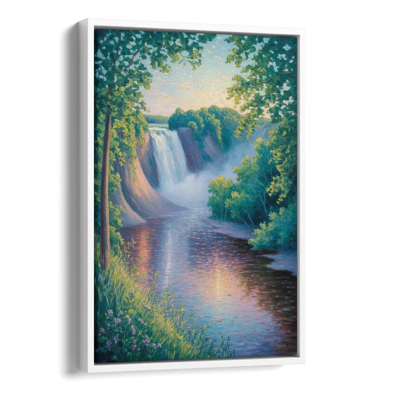 Montmorency Falls Panorama Side - White Canvas Wall Art