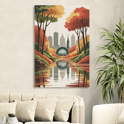 Montreal Autumn Foliage Sitting Room - Canvas Wall Art