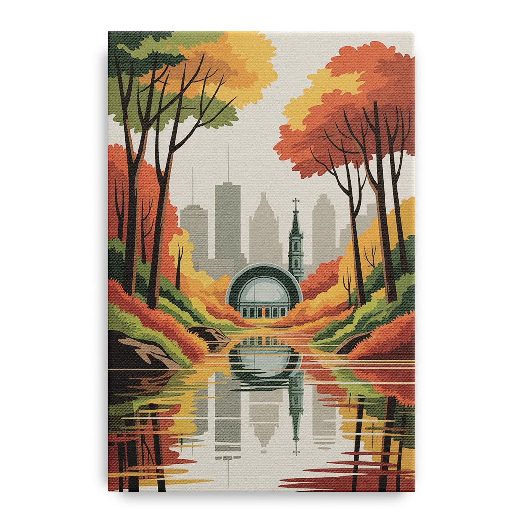 Montreal Autumn Foliage Front - Canvas Wall Art