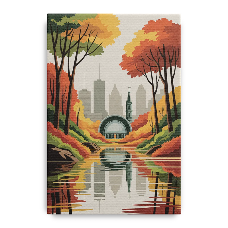 Montreal Autumn Foliage Front - Canvas Wall Art