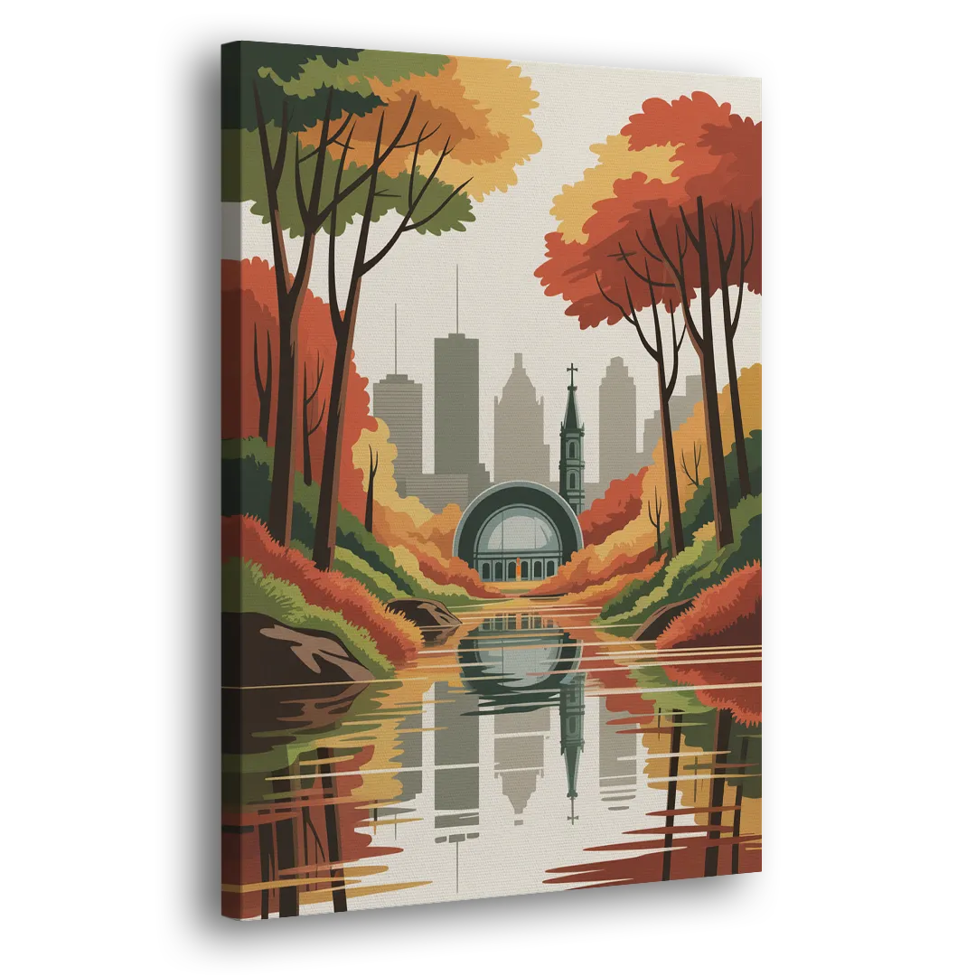 Montreal Autumn Foliage Side - Canvas Wall Art