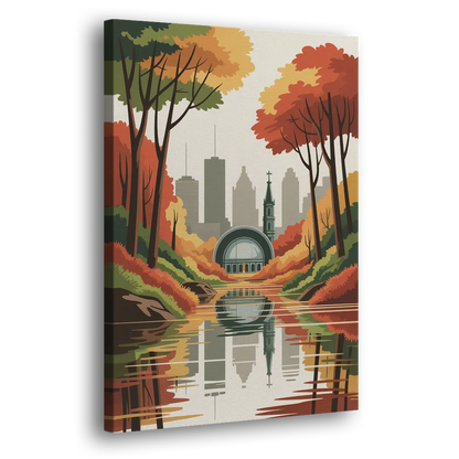 Montreal Autumn Foliage Side - Canvas Wall Art
