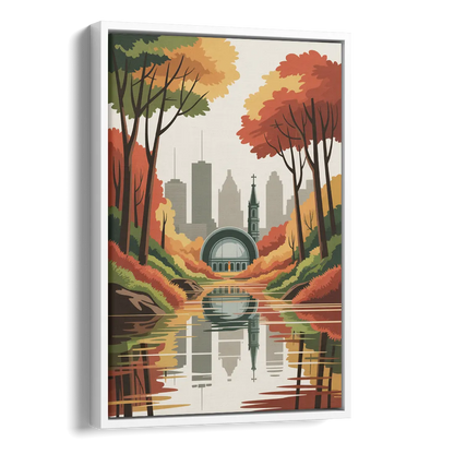 Montreal Autumn Foliage Side - White Canvas Wall Art