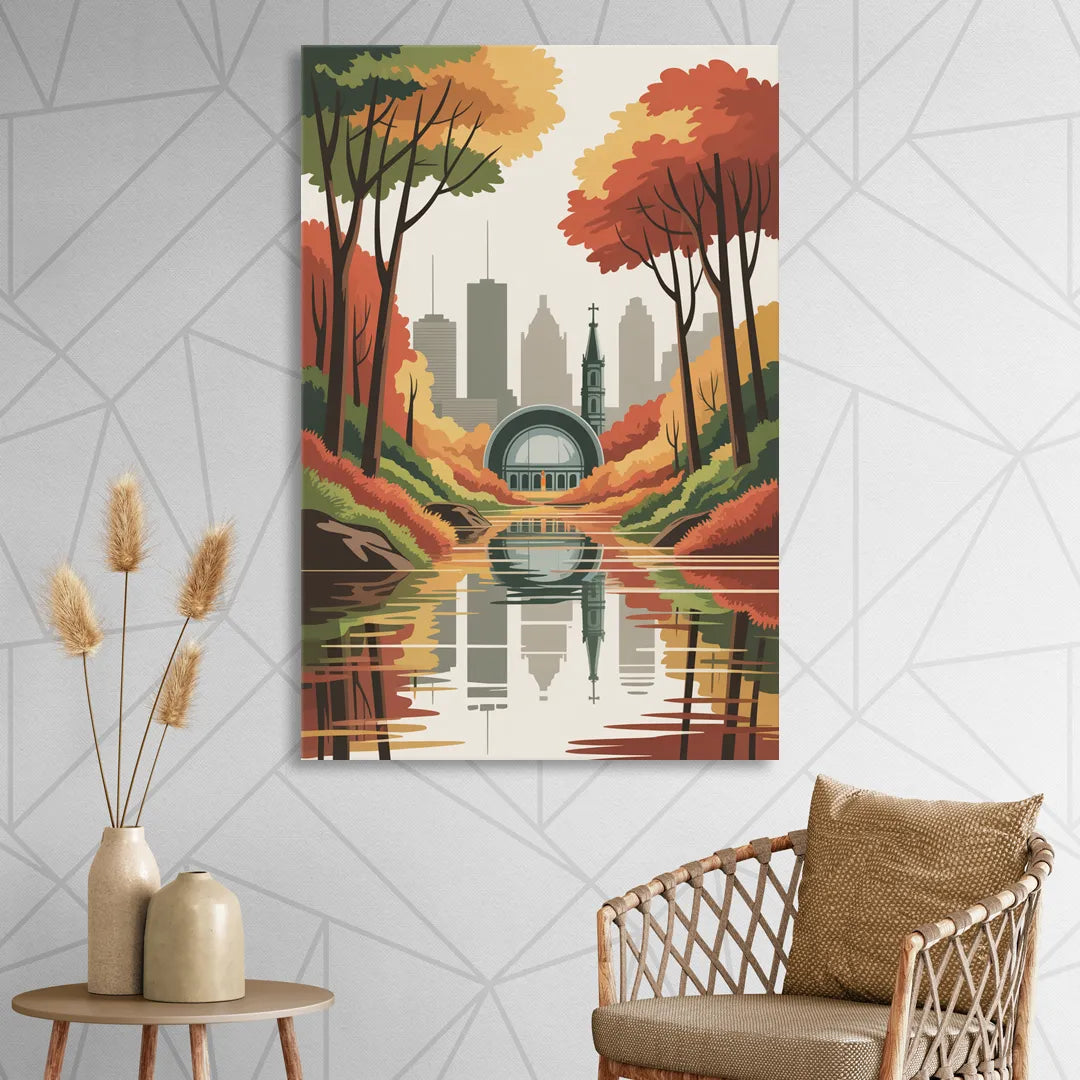Montreal Autumn Foliage Living Room - Canvas Wall Art