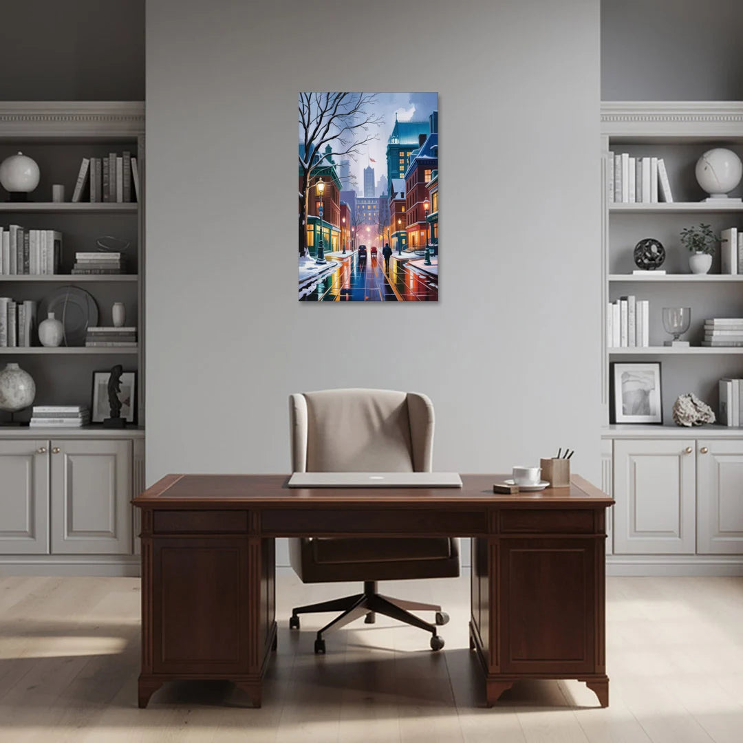 Montreal City in Winter - Canvas Wall Art - Office - 24x36