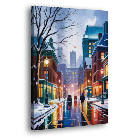 Montreal City in Winter - Canvas Wall Art - Side