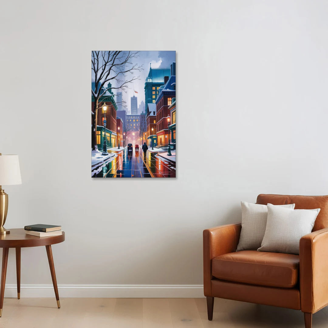 Montreal City in Winter - Canvas Wall Art - Sofa - 24x36