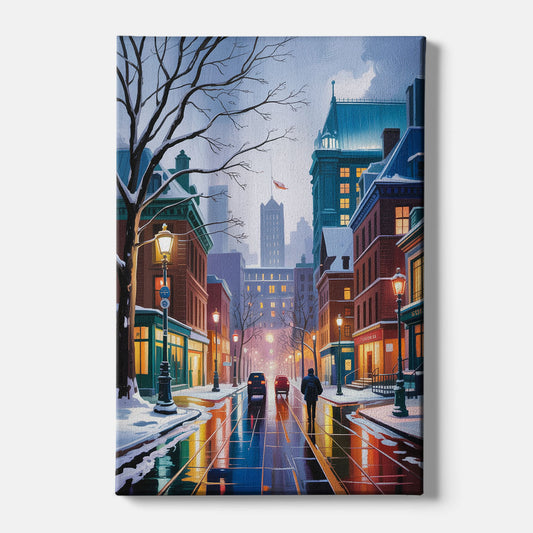 Montreal City in Winter - Canvas Wall Art