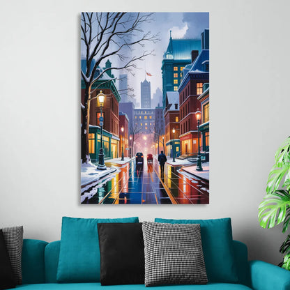 Montreal City in Winter Living Room - Canvas Wall Art